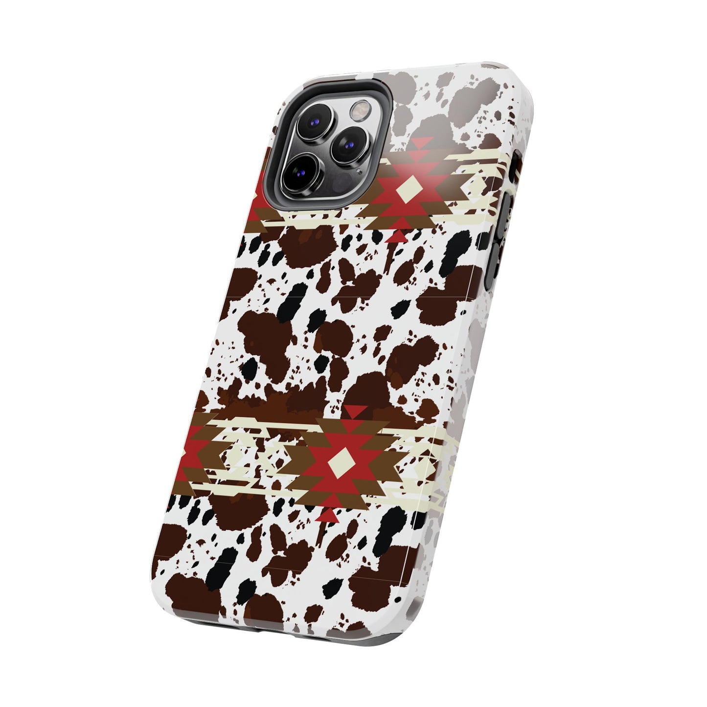 Tough Phone Case - Aztec Cow Print Western Glossy Cover for iPhone & Samsung | Ranch Style Gift