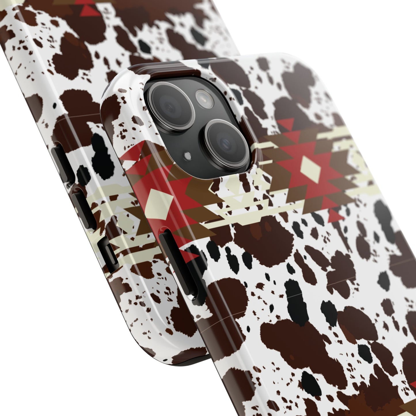 Tough Phone Case - Aztec Cow Print Western Glossy Cover for iPhone & Samsung | Ranch Style Gift