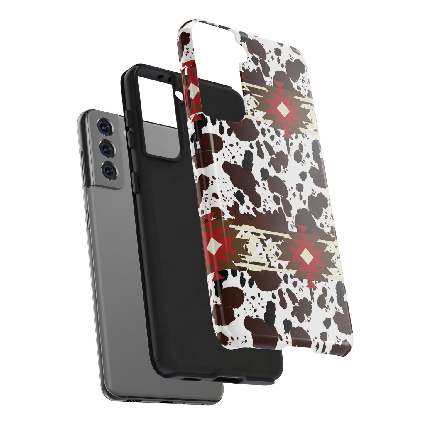 Tough Phone Case - Aztec Cow Print Western Glossy Cover for iPhone & Samsung | Ranch Style Gift