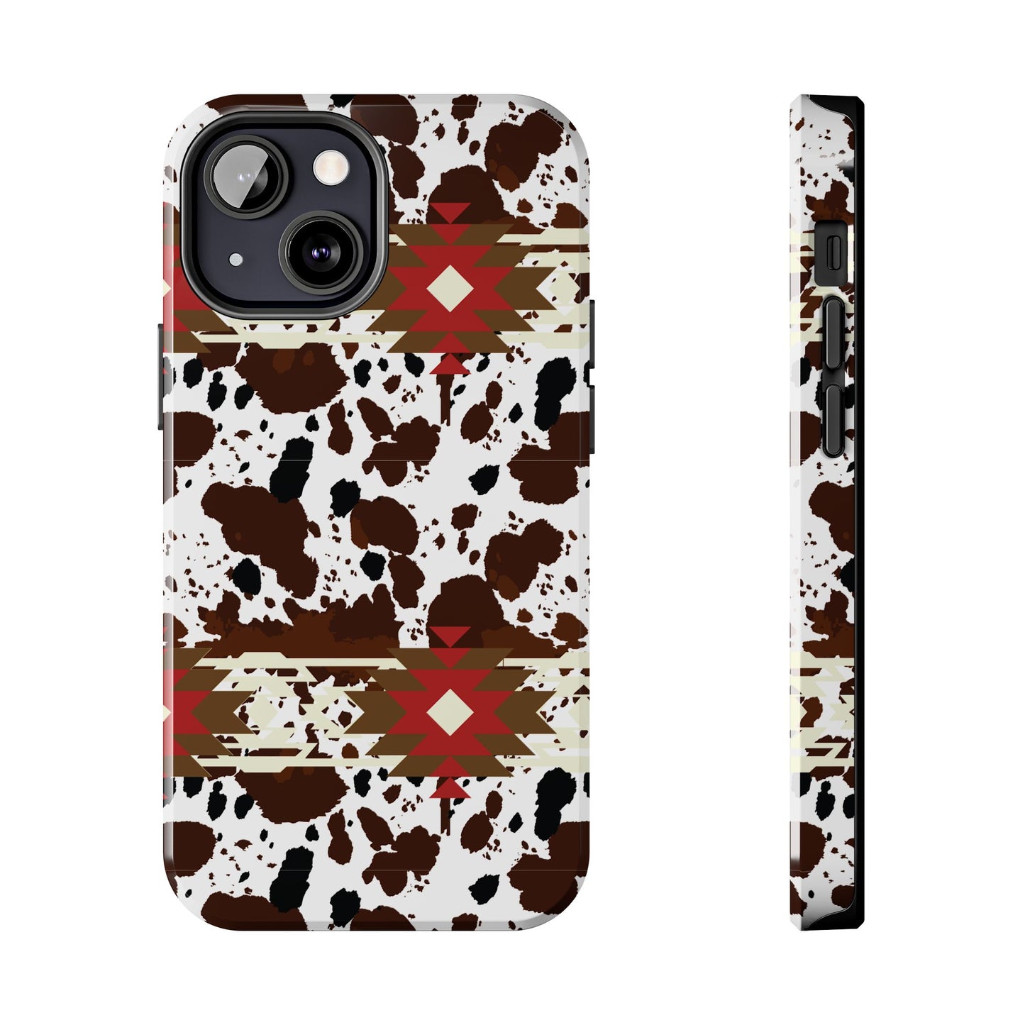 Tough Phone Case - Aztec Cow Print Western Glossy Cover for iPhone & Samsung | Ranch Style Gift