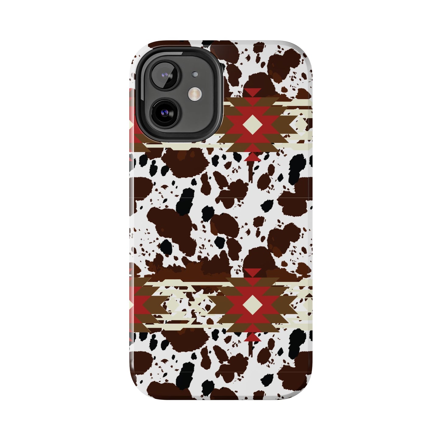 Tough Phone Case - Aztec Cow Print Western Glossy Cover for iPhone & Samsung | Ranch Style Gift