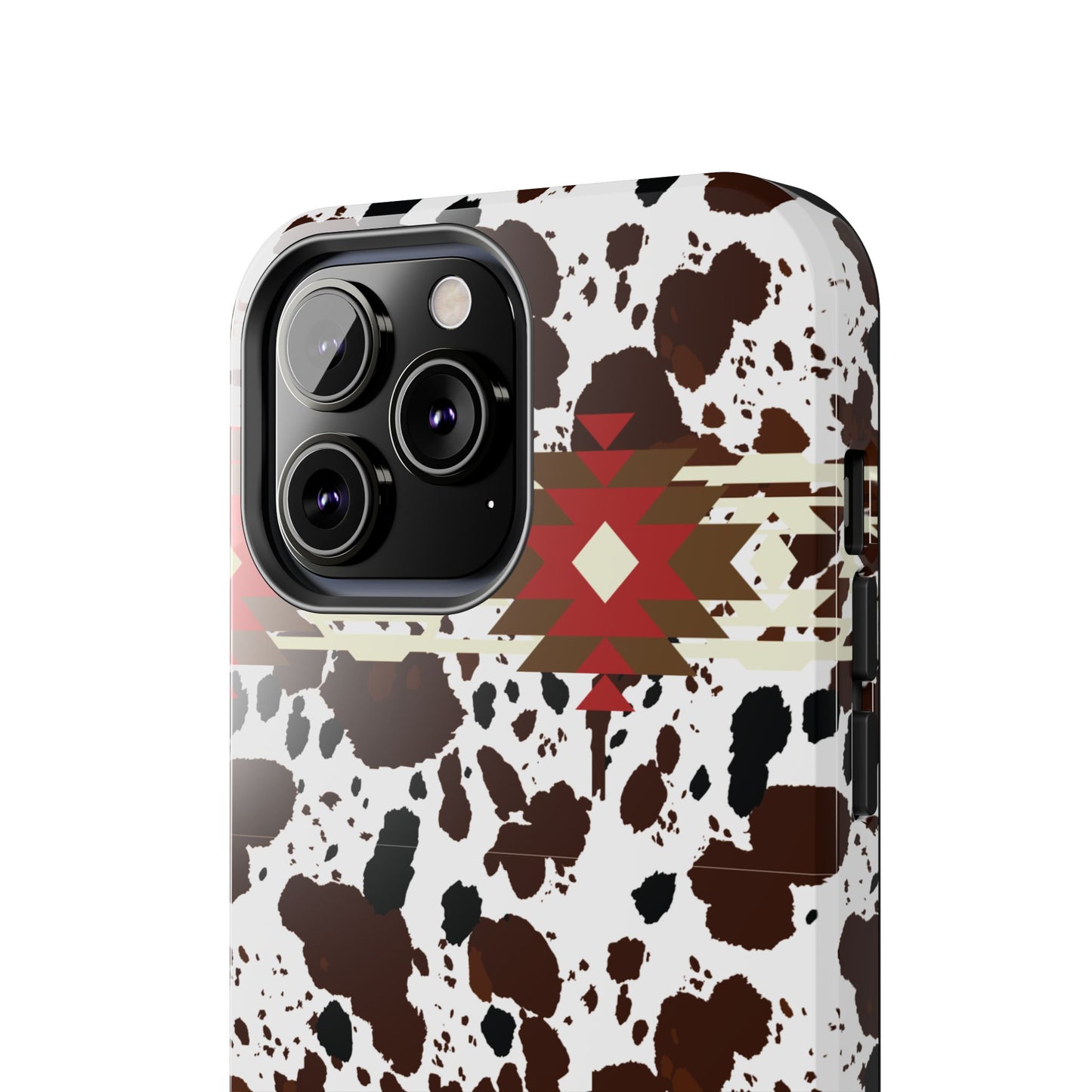 Tough Phone Case - Aztec Cow Print Western Glossy Cover for iPhone & Samsung | Ranch Style Gift