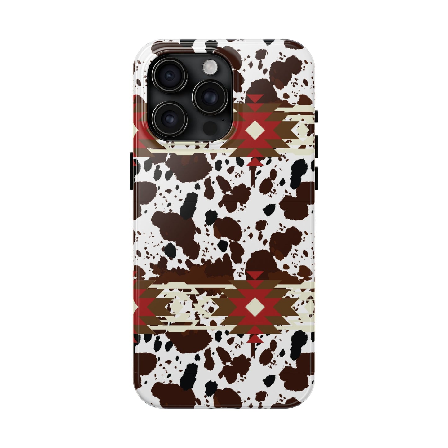 Tough Phone Case - Aztec Cow Print Western Glossy Cover for iPhone & Samsung | Ranch Style Gift