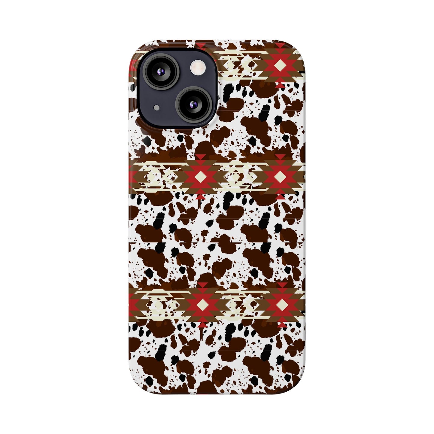 Western Aztec Cow Slim Phone Case - Gift for iPhone, Southwest Tribal Boho Chic Cover, Phone Accessories, Cowgirl Phone Case, Country