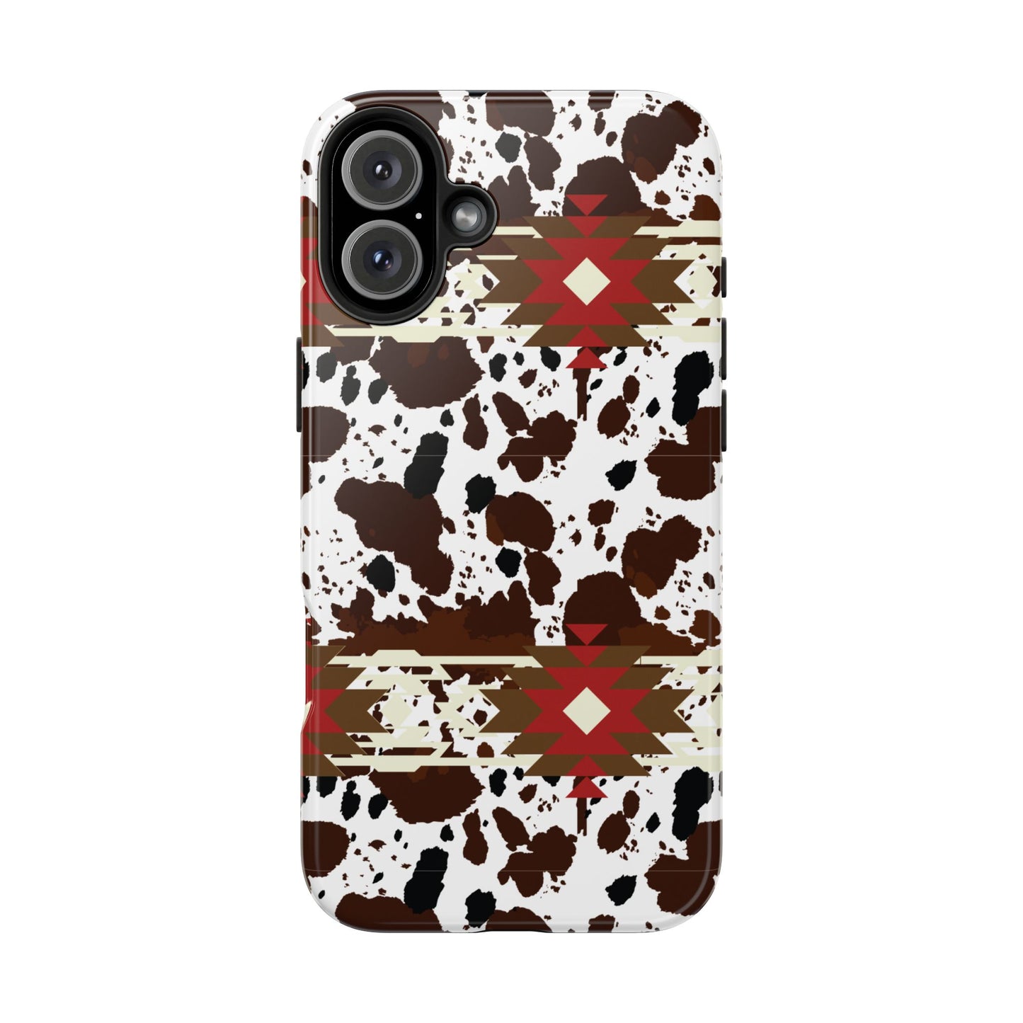 Tough Phone Case - Aztec Cow Print Western Glossy Cover for iPhone & Samsung | Ranch Style Gift