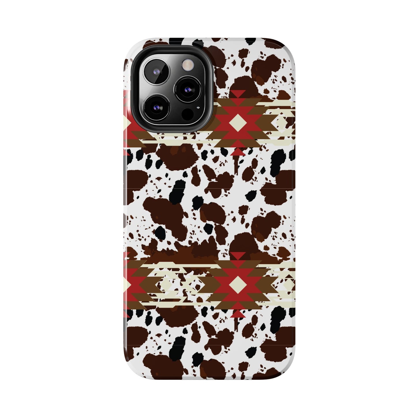 Tough Phone Case - Aztec Cow Print Western Glossy Cover for iPhone & Samsung | Ranch Style Gift