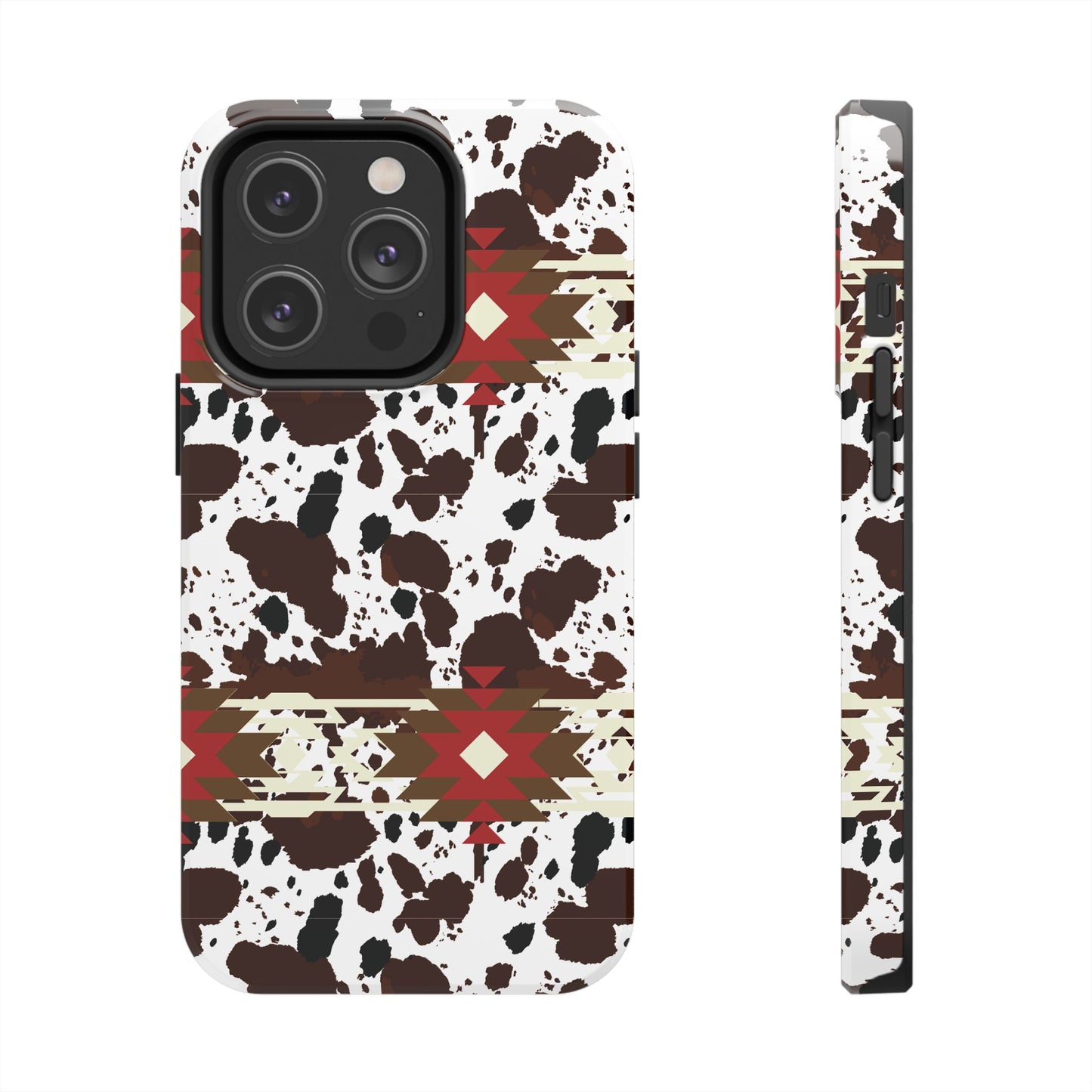 Tough Phone Case - Aztec Cow Print Western Glossy Cover for iPhone & Samsung | Ranch Style Gift