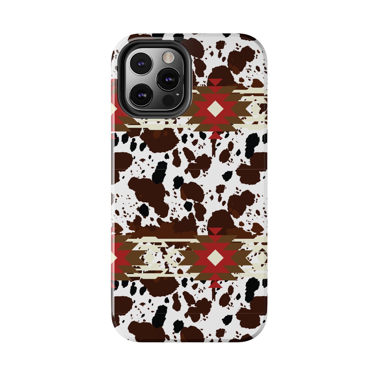 Tough Phone Case - Aztec Cow Print Western Glossy Cover for iPhone & Samsung | Ranch Style Gift