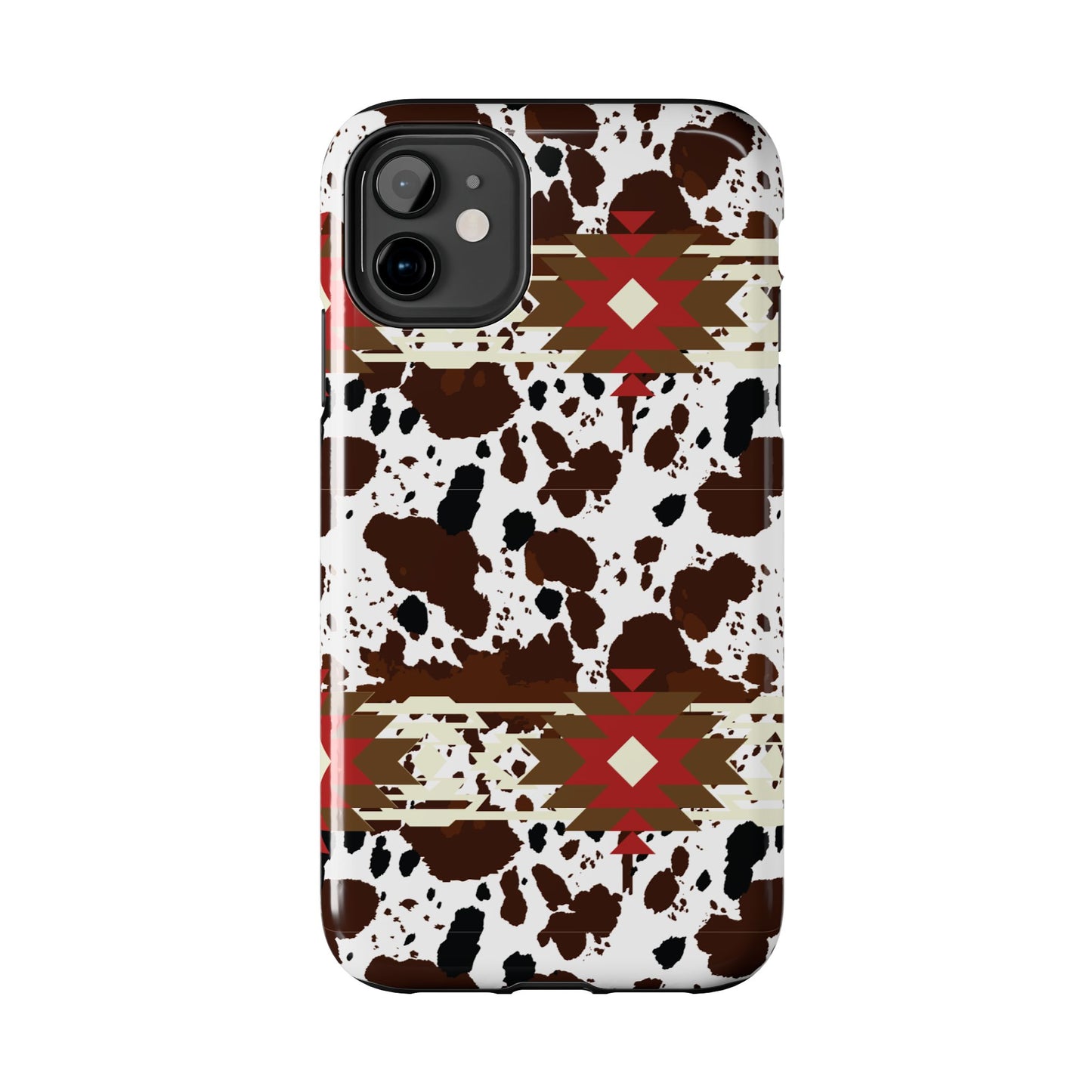 Tough Phone Case - Aztec Cow Print Western Glossy Cover for iPhone & Samsung | Ranch Style Gift