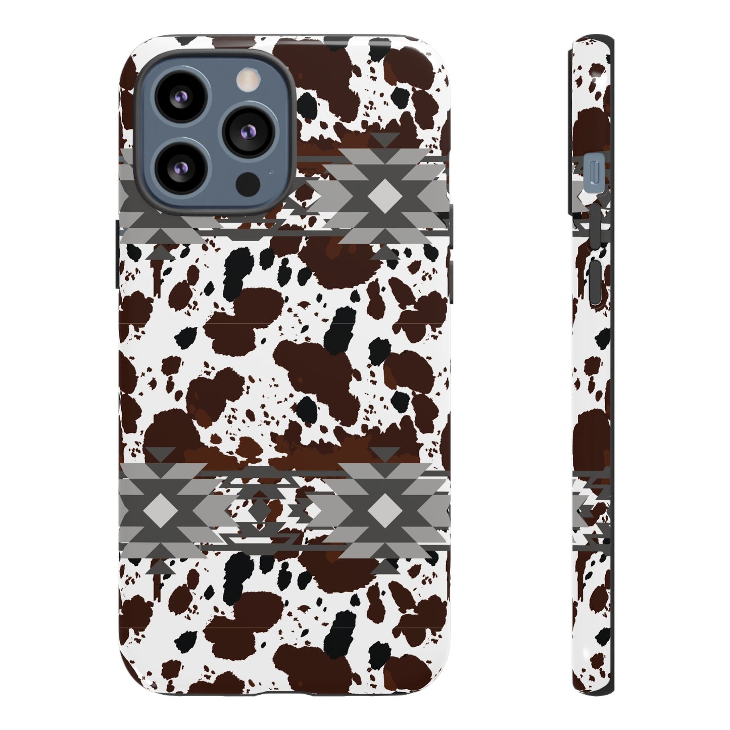 Cow Print Tough Case, Southwestern Aztec Design, Gift Ideas, iPhone Samsung Accessories, Western Style