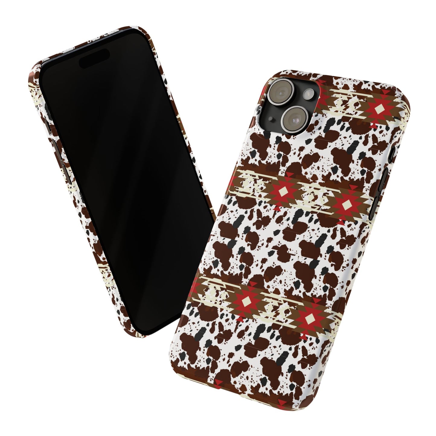 Western Aztec Cow Slim Phone Case - Gift for iPhone, Southwest Tribal Boho Chic Cover, Phone Accessories, Cowgirl Phone Case, Country