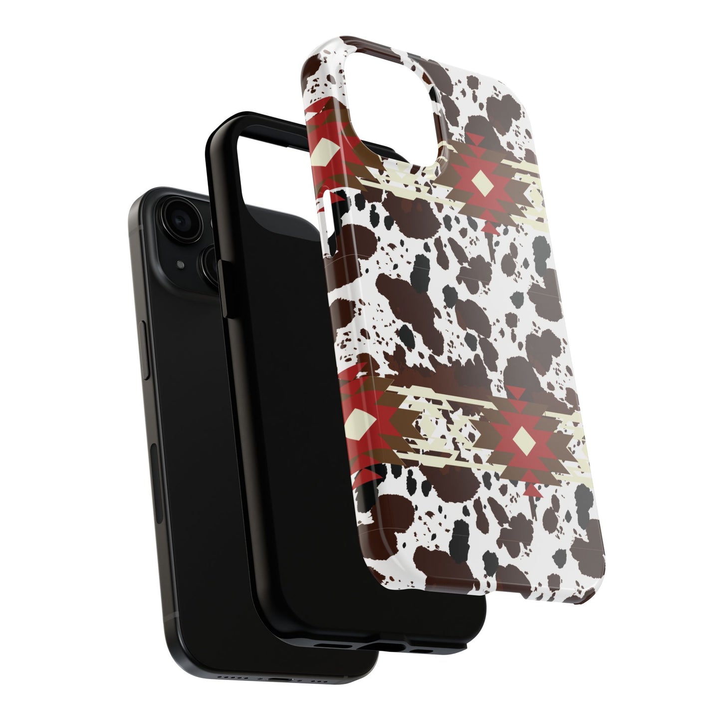 Tough Phone Case - Aztec Cow Print Western Glossy Cover for iPhone & Samsung | Ranch Style Gift