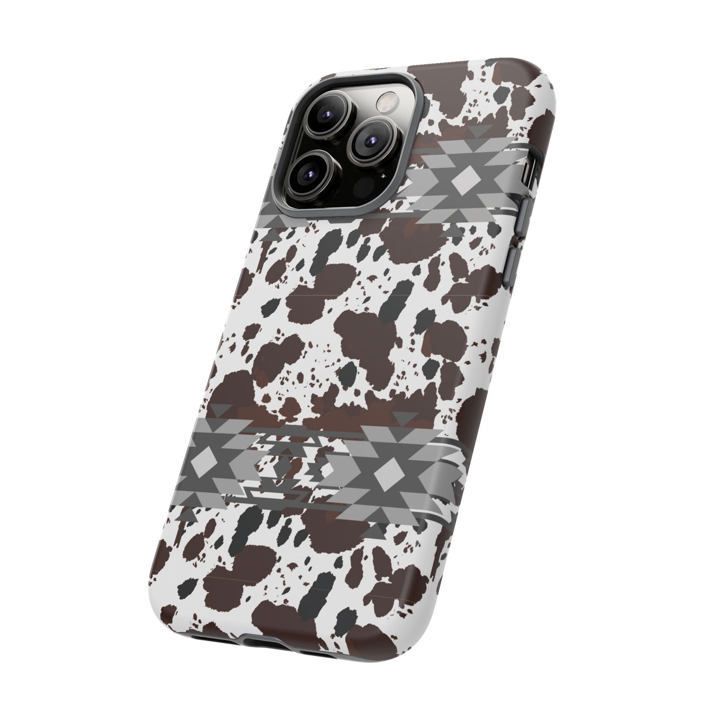 Cow Print Tough Case, Southwestern Aztec Design, Gift Ideas, iPhone Samsung Accessories, Western Style