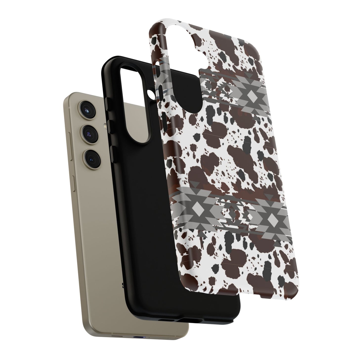 Cow Print Tough Case, Southwestern Aztec Design, Gift Ideas, iPhone Samsung Accessories, Western Style