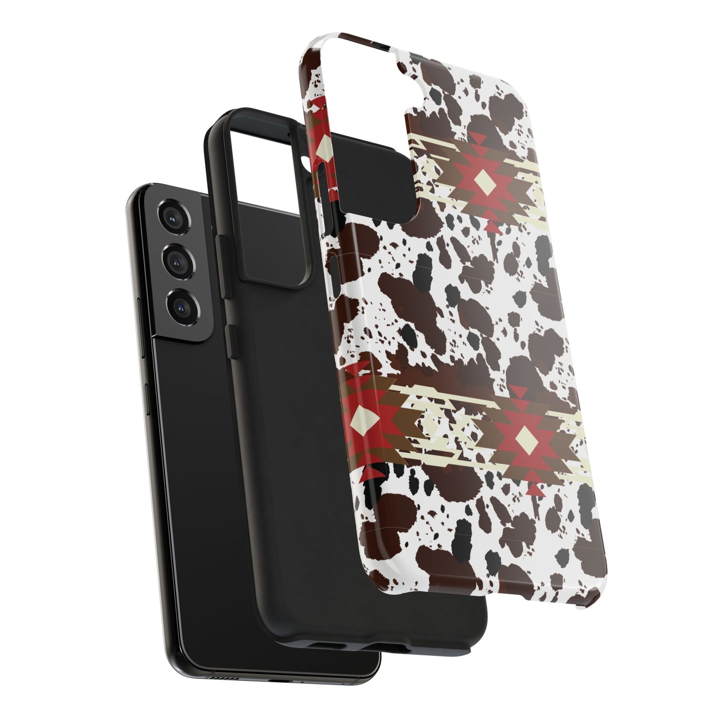 Tough Phone Case - Aztec Cow Print Western Glossy Cover for iPhone & Samsung | Ranch Style Gift