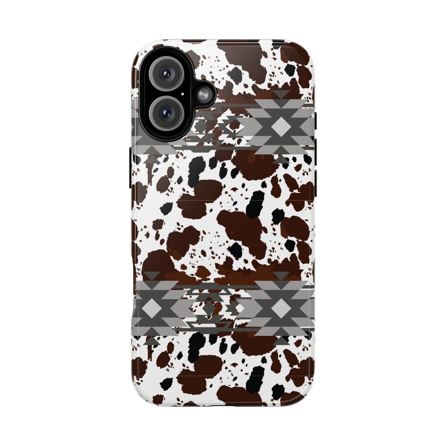 Cow Print Tough Case, Southwestern Aztec Design, Gift Ideas, iPhone Samsung Accessories, Western Style