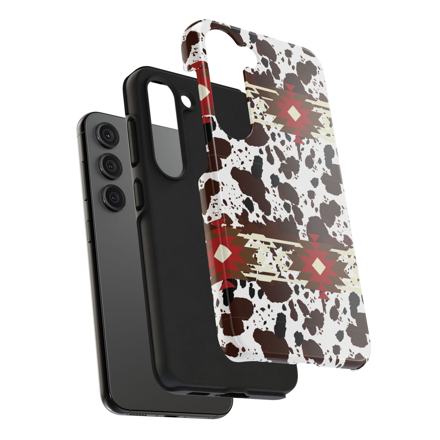 Tough Phone Case - Aztec Cow Print Western Glossy Cover for iPhone & Samsung | Ranch Style Gift