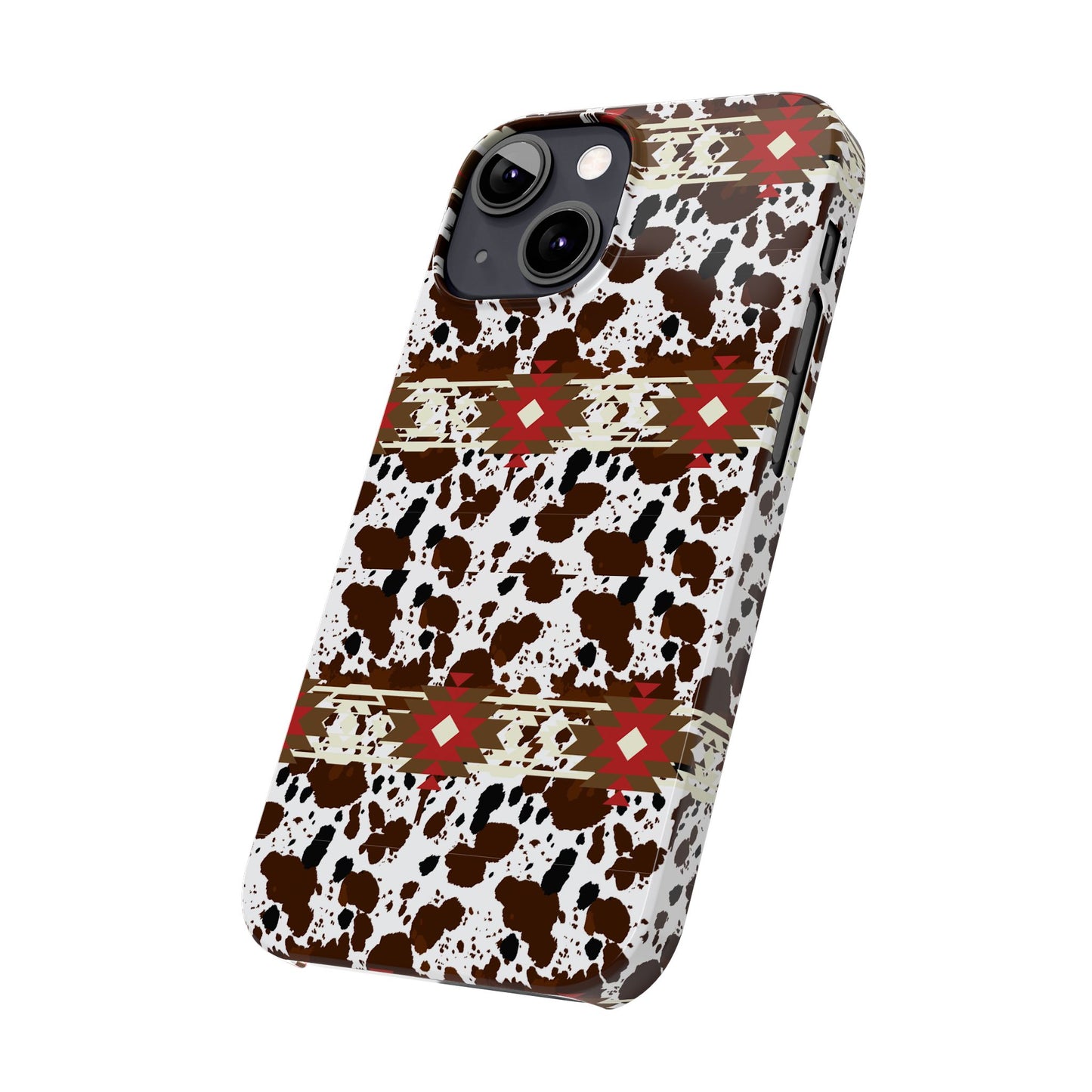 Western Aztec Cow Slim Phone Case - Gift for iPhone, Southwest Tribal Boho Chic Cover, Phone Accessories, Cowgirl Phone Case, Country