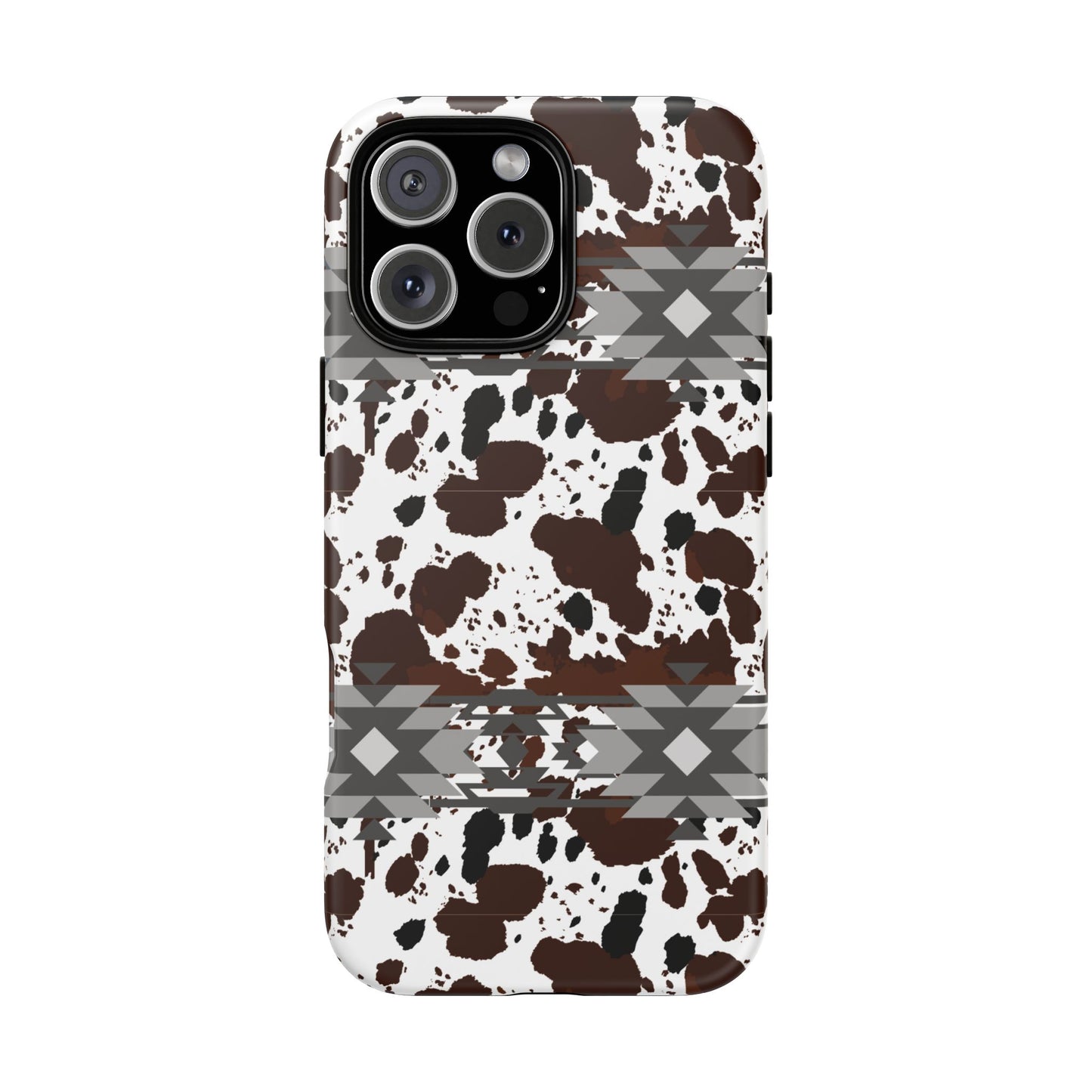 Cow Print Tough Case, Southwestern Aztec Design, Gift Ideas, iPhone Samsung Accessories, Western Style