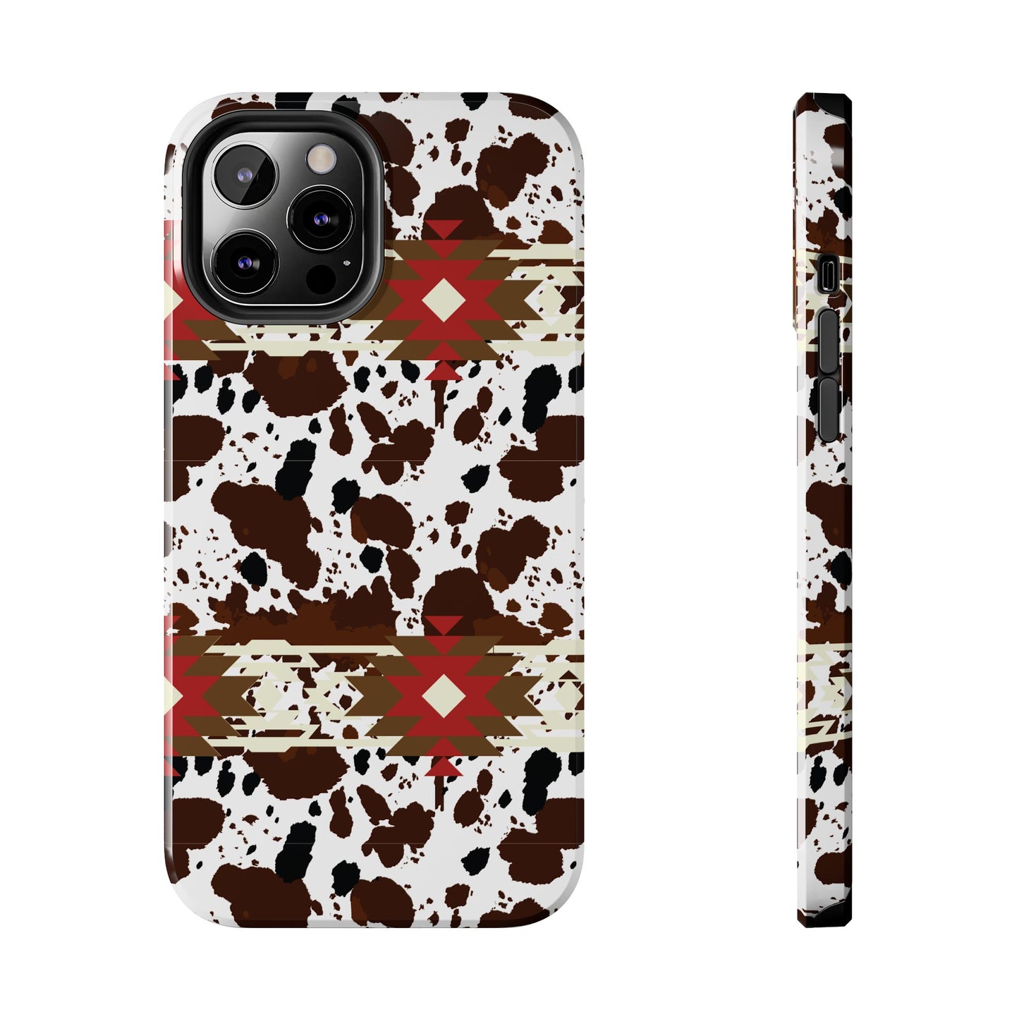 Tough Phone Case - Aztec Cow Print Western Glossy Cover for iPhone & Samsung | Ranch Style Gift