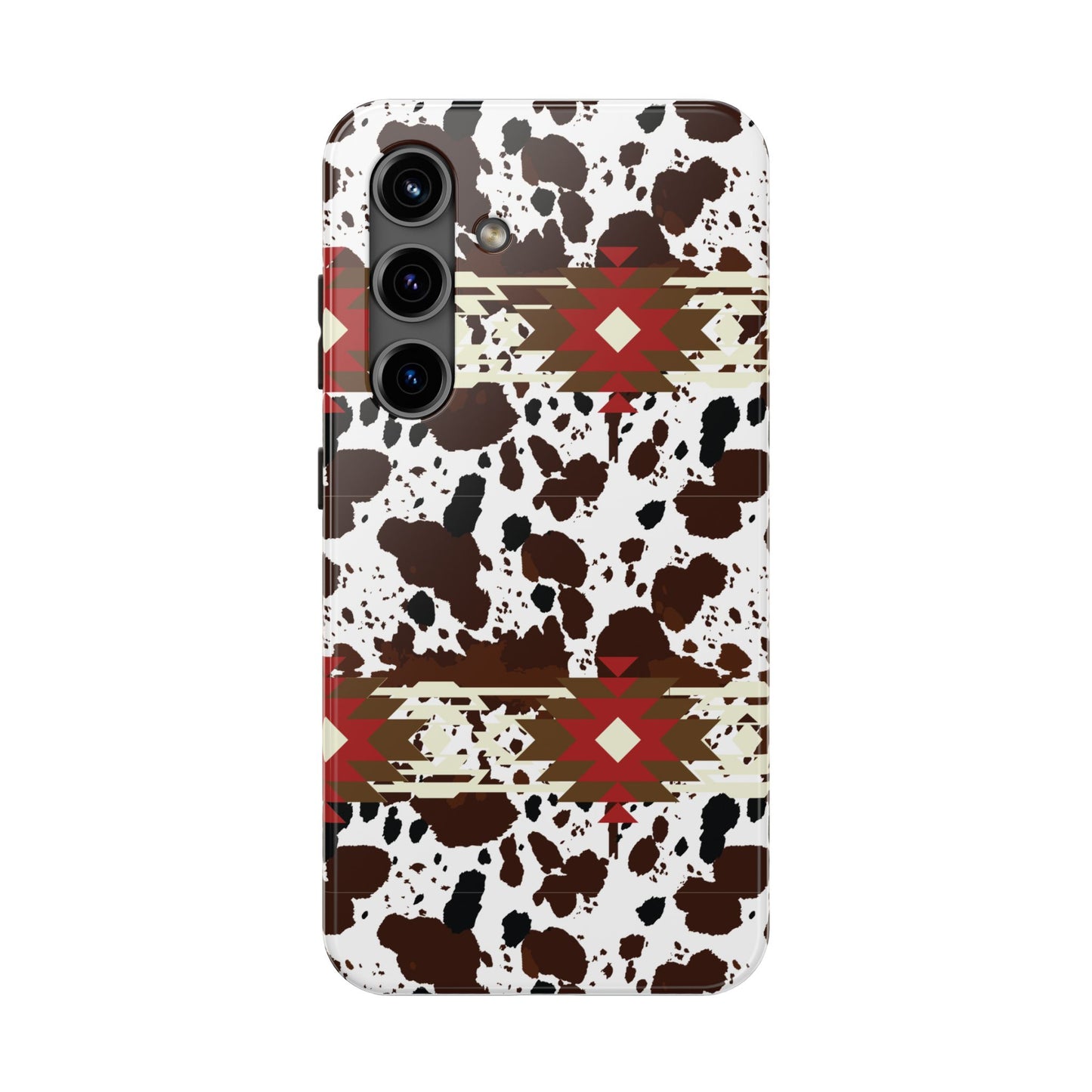 Tough Phone Case - Aztec Cow Print Western Glossy Cover for iPhone & Samsung | Ranch Style Gift