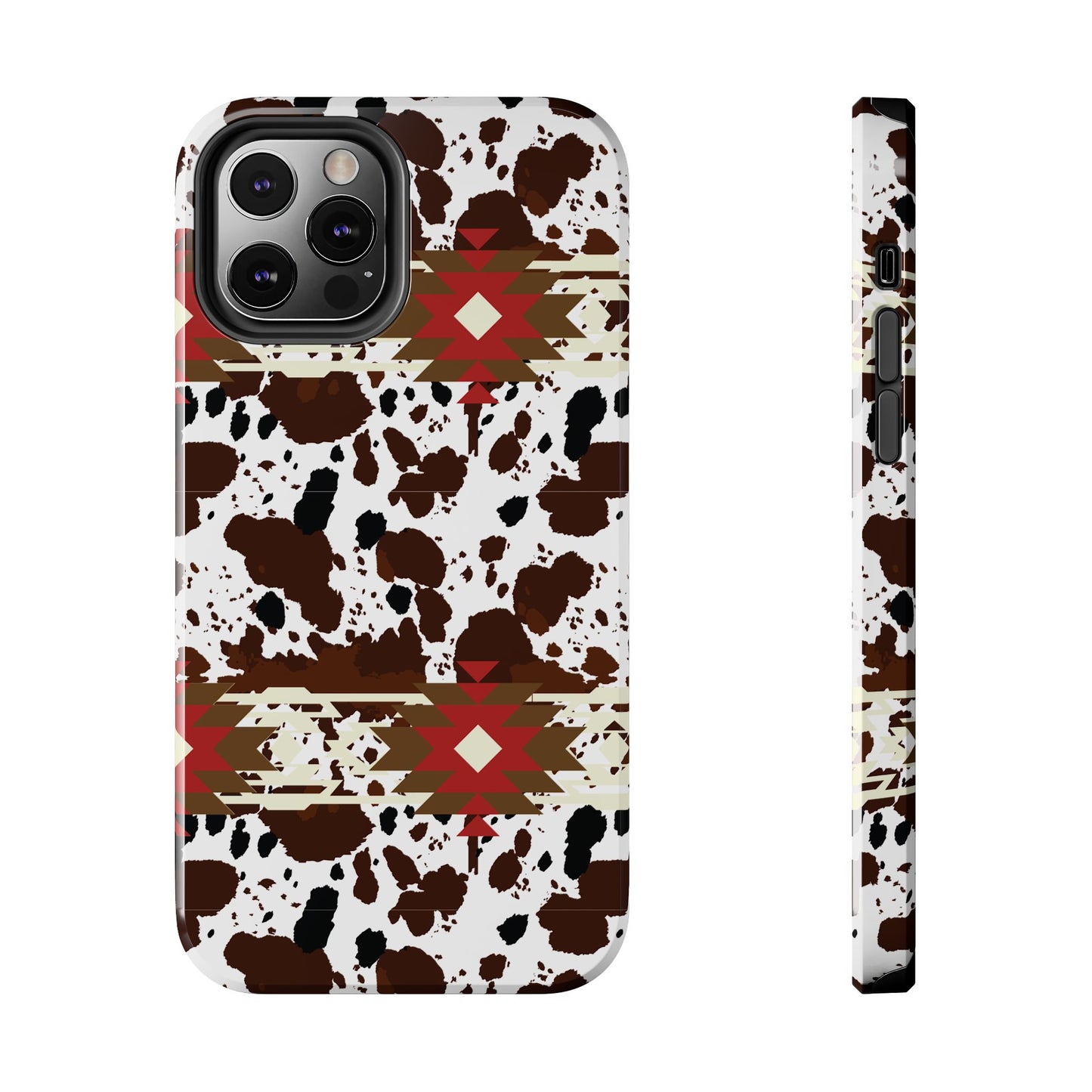 Tough Phone Case - Aztec Cow Print Western Glossy Cover for iPhone & Samsung | Ranch Style Gift