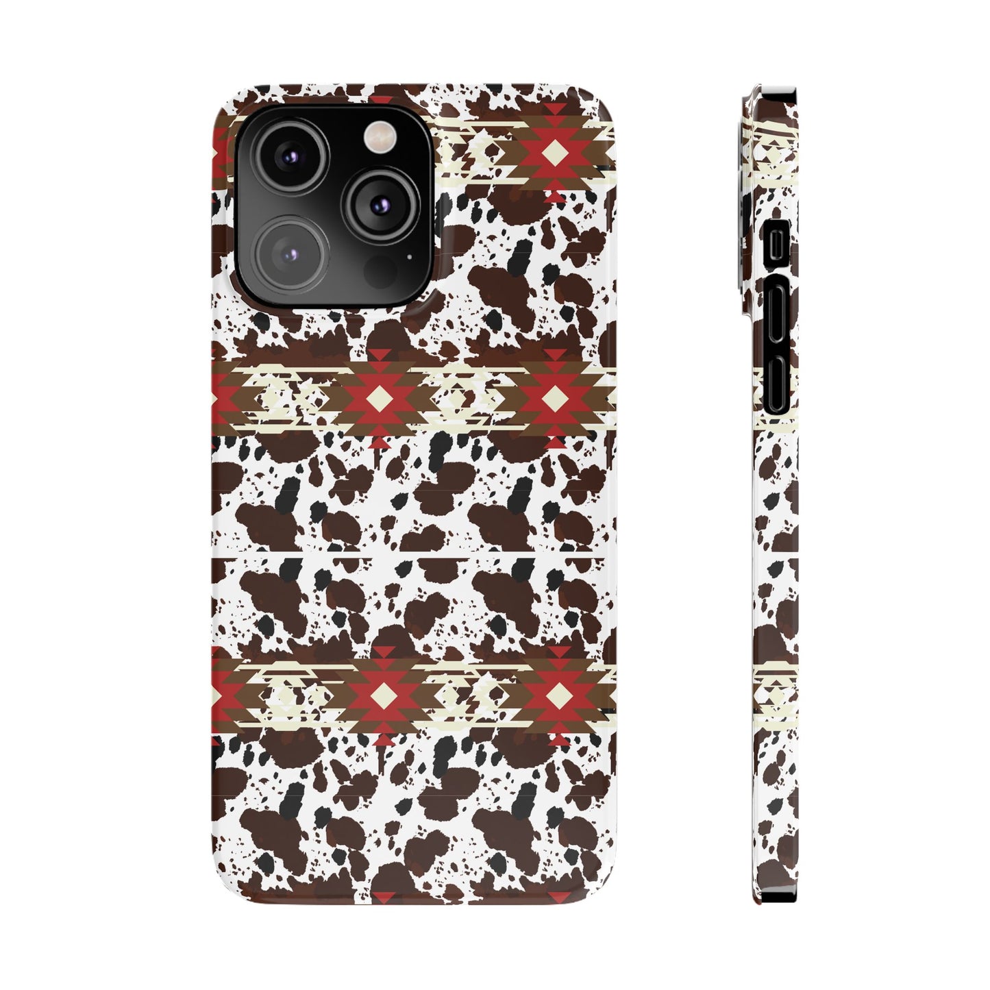 Western Aztec Cow Slim Phone Case - Gift for iPhone, Southwest Tribal Boho Chic Cover, Phone Accessories, Cowgirl Phone Case, Country