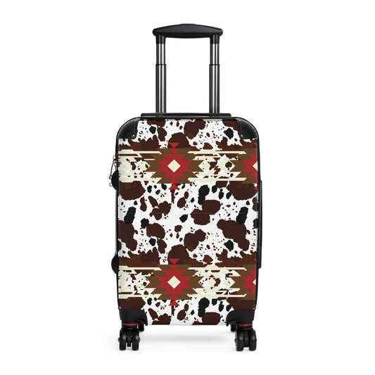 Travel Suitcase, Aztec Cow Print Luggage Bag for Travelers - Tribal Pattern Suitcase, Wanderlust Traveler Gift, Vacation Essential,