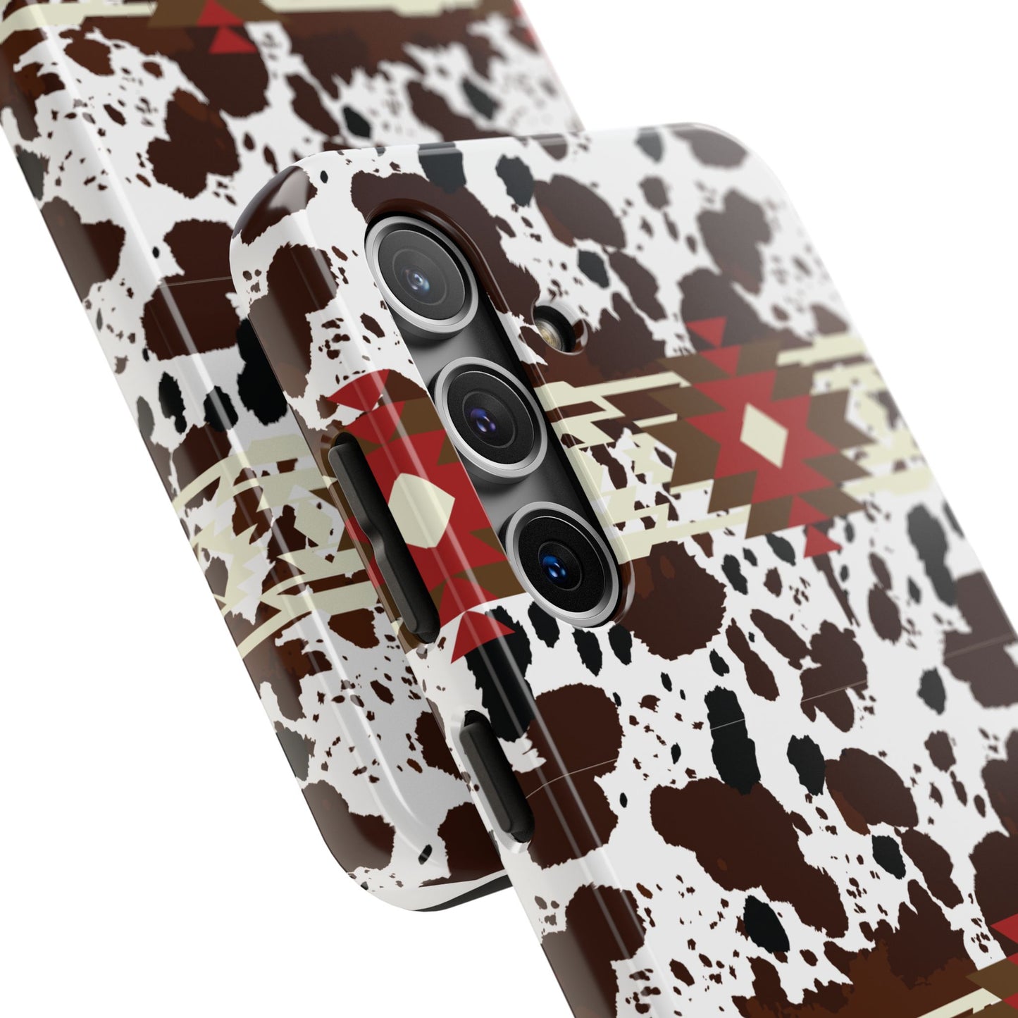 Tough Phone Case - Aztec Cow Print Western Glossy Cover for iPhone & Samsung | Ranch Style Gift