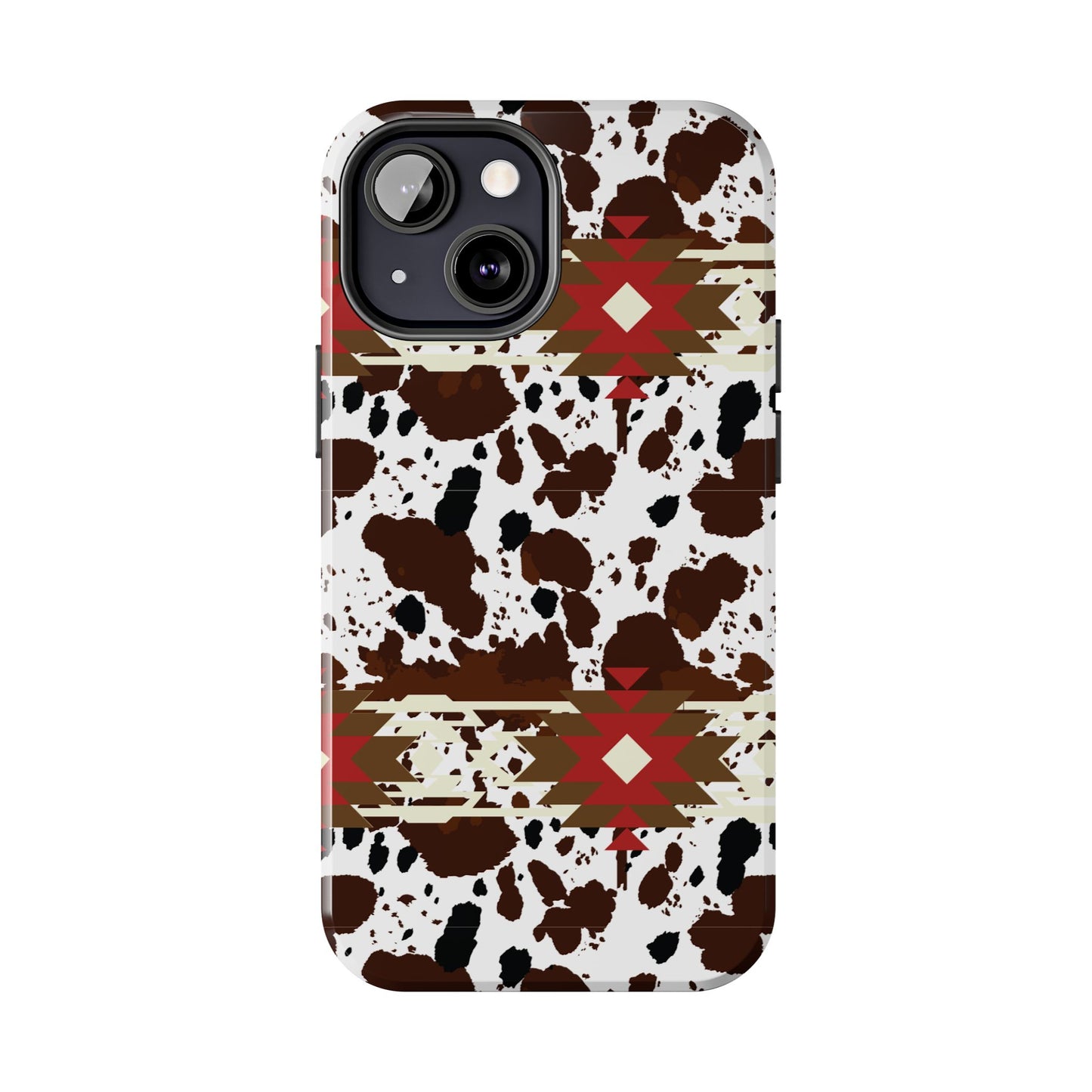 Tough Phone Case - Aztec Cow Print Western Glossy Cover for iPhone & Samsung | Ranch Style Gift