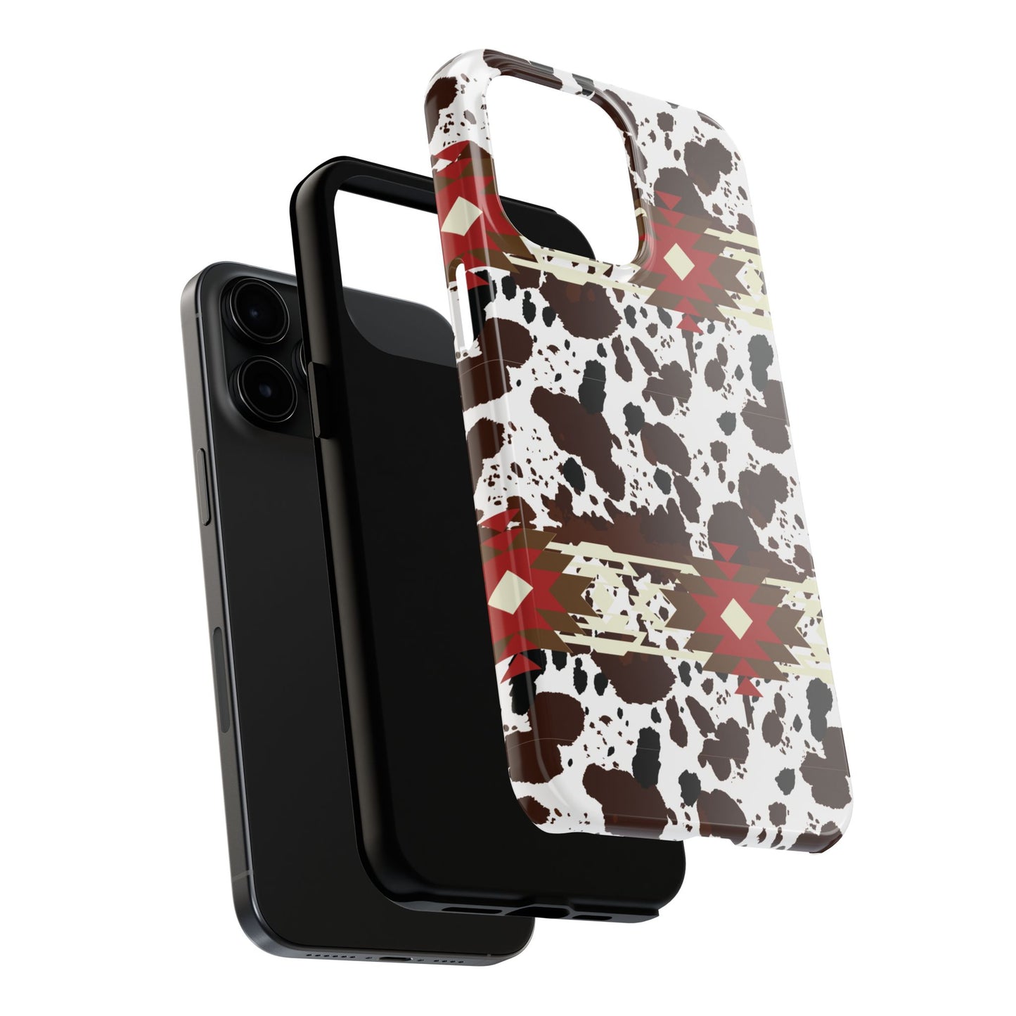 Tough Phone Case - Aztec Cow Print Western Glossy Cover for iPhone & Samsung | Ranch Style Gift