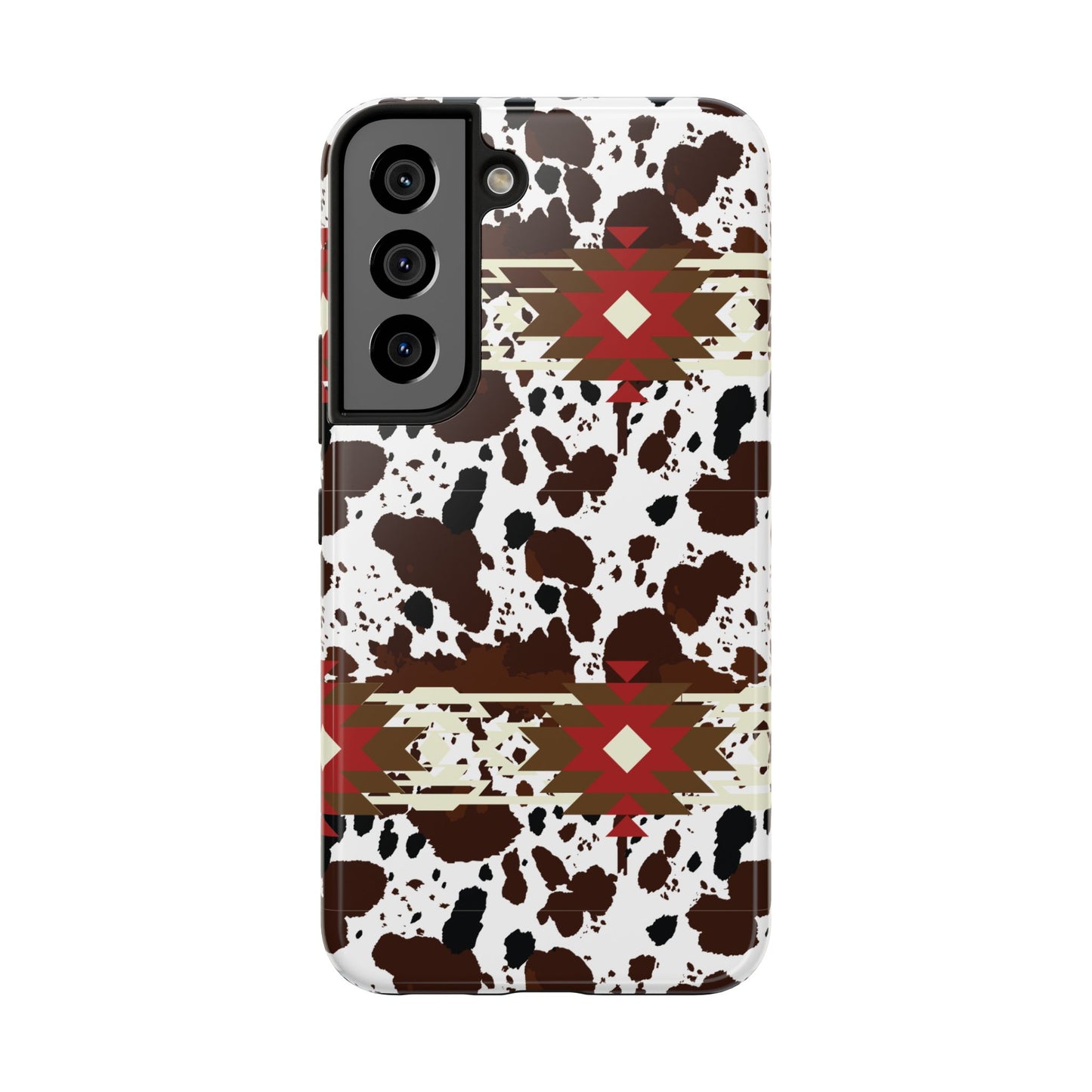 Tough Phone Case - Aztec Cow Print Western Glossy Cover for iPhone & Samsung | Ranch Style Gift