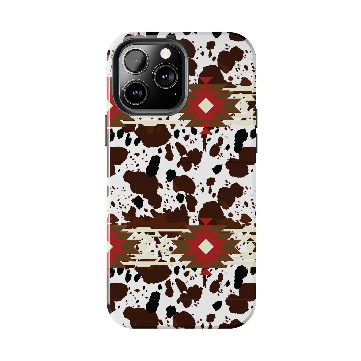 Tough Phone Case - Aztec Cow Print Western Glossy Cover for iPhone & Samsung | Ranch Style Gift