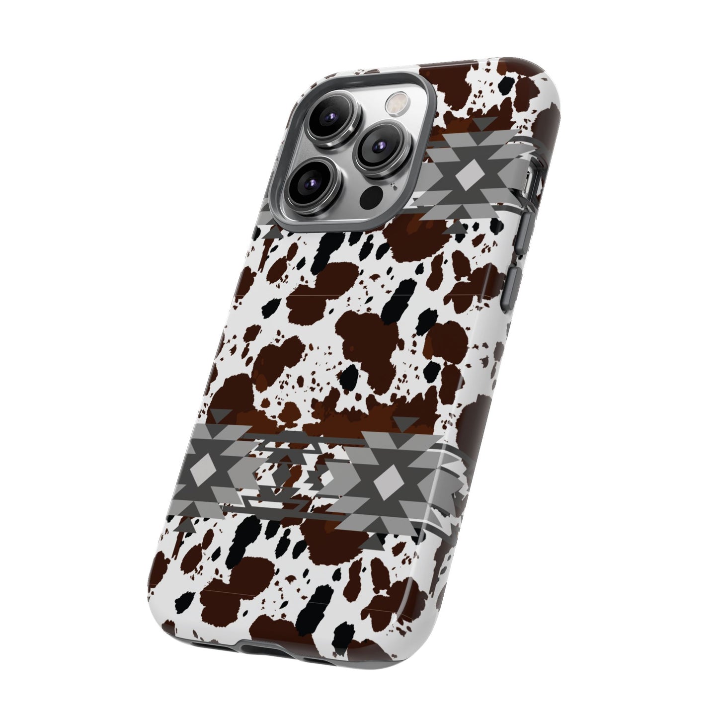 Cow Print Tough Case, Southwestern Aztec Design, Gift Ideas, iPhone Samsung Accessories, Western Style