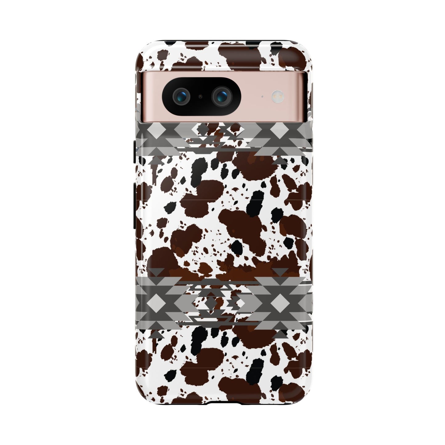 Cow Print Tough Case, Southwestern Aztec Design, Gift Ideas, iPhone Samsung Accessories, Western Style