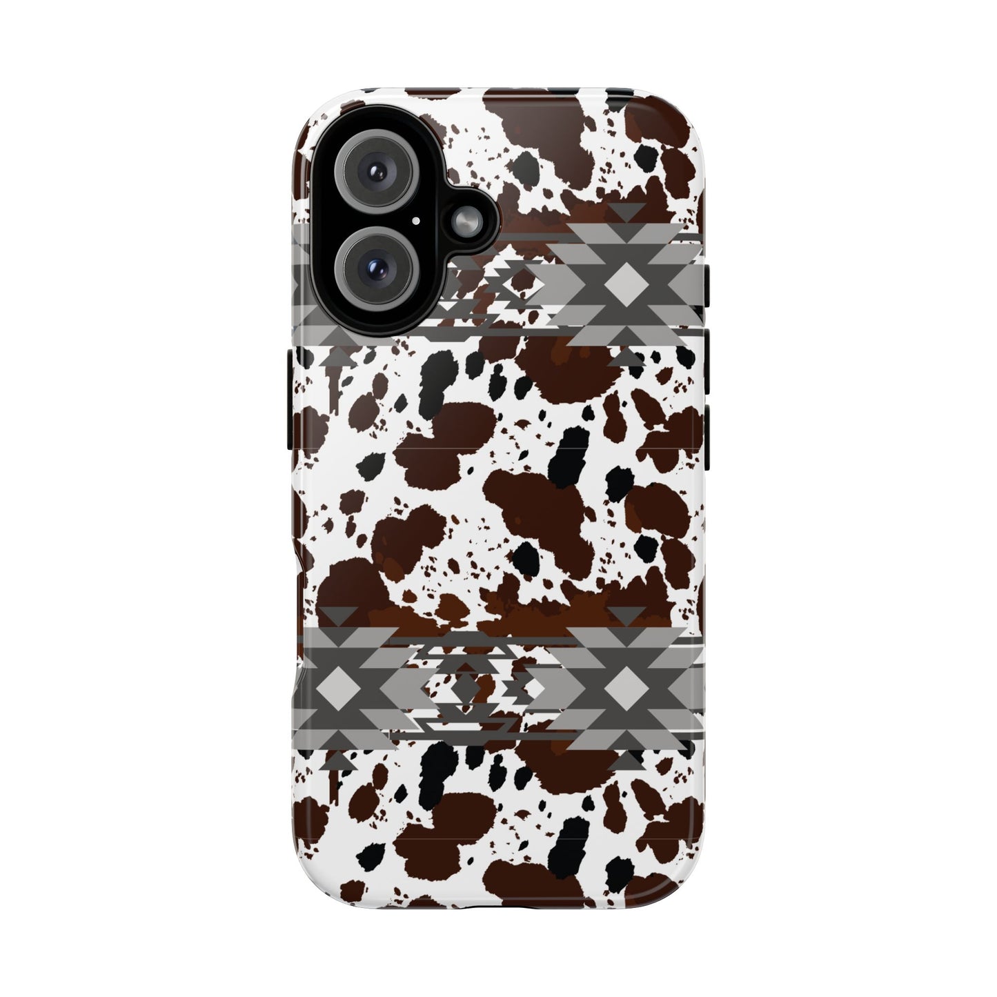 Cow Print Tough Case, Southwestern Aztec Design, Gift Ideas, iPhone Samsung Accessories, Western Style