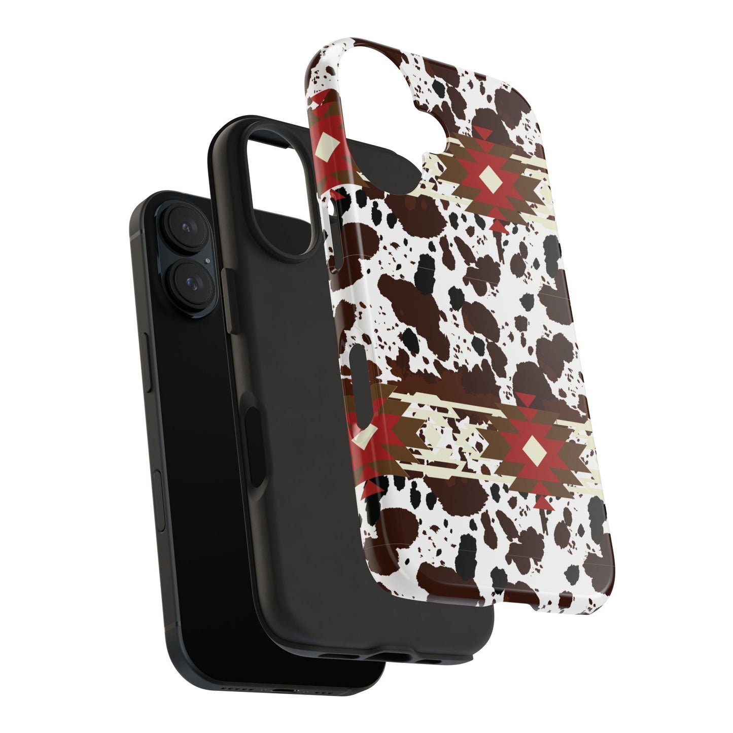 Tough Phone Case - Aztec Cow Print Western Glossy Cover for iPhone & Samsung | Ranch Style Gift