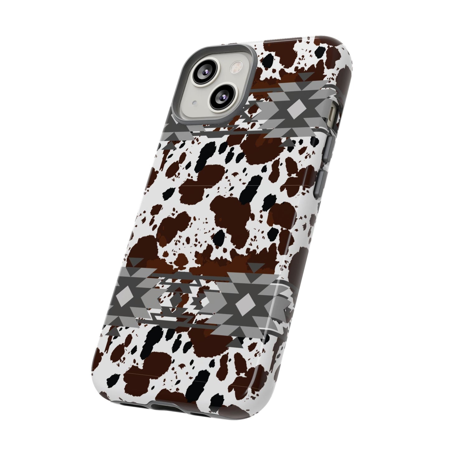 Cow Print Tough Case, Southwestern Aztec Design, Gift Ideas, iPhone Samsung Accessories, Western Style