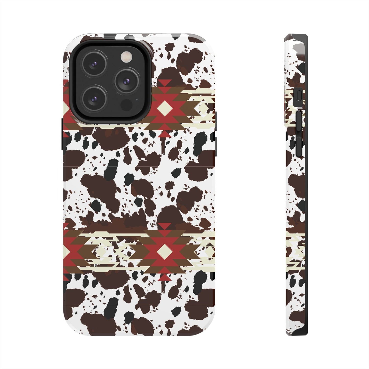 Tough Phone Case - Aztec Cow Print Western Glossy Cover for iPhone & Samsung | Ranch Style Gift