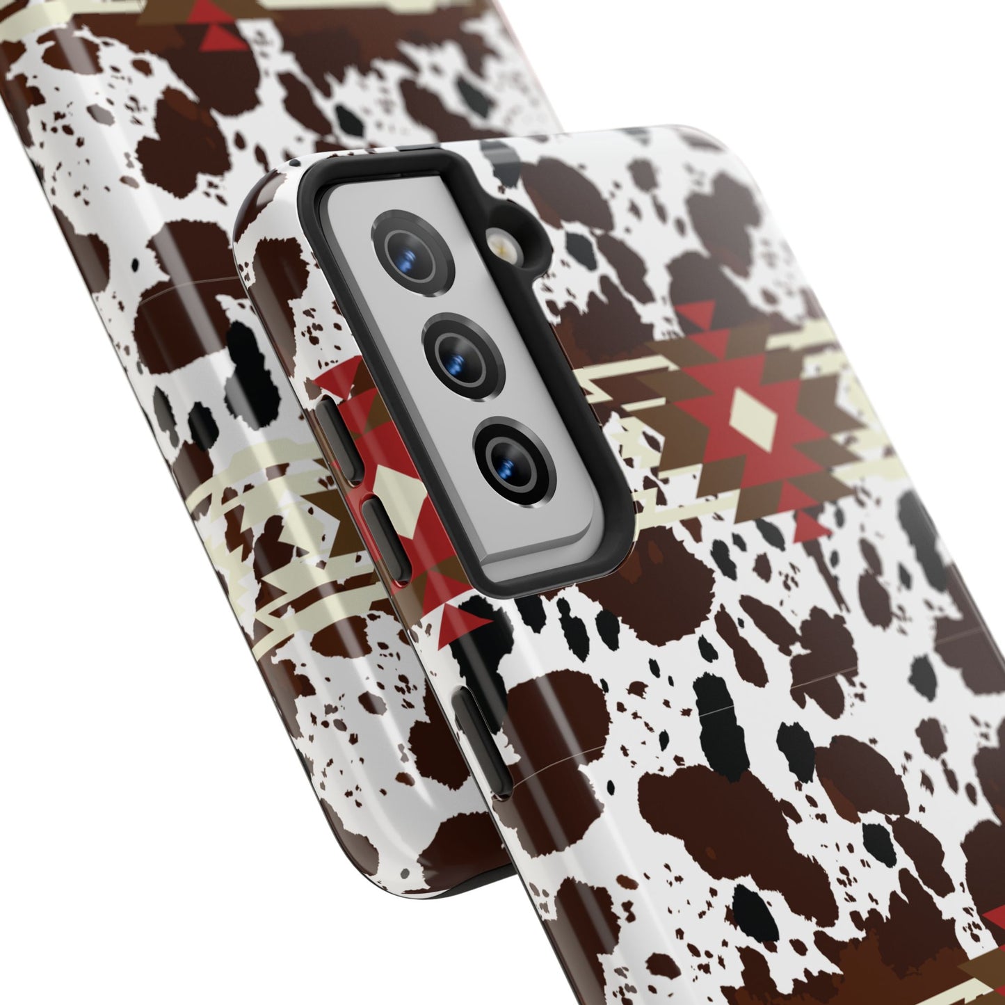 Tough Phone Case - Aztec Cow Print Western Glossy Cover for iPhone & Samsung | Ranch Style Gift