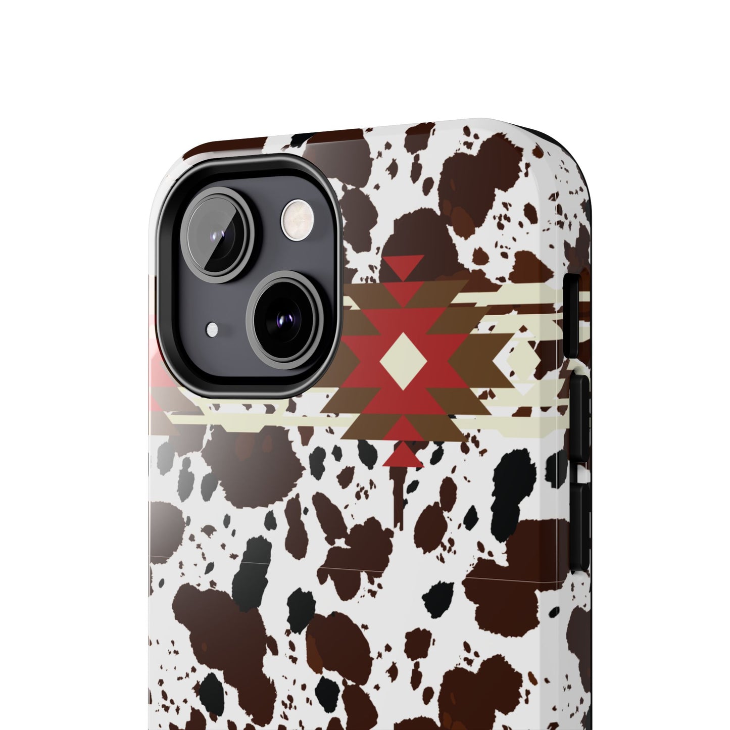 Tough Phone Case - Aztec Cow Print Western Glossy Cover for iPhone & Samsung | Ranch Style Gift