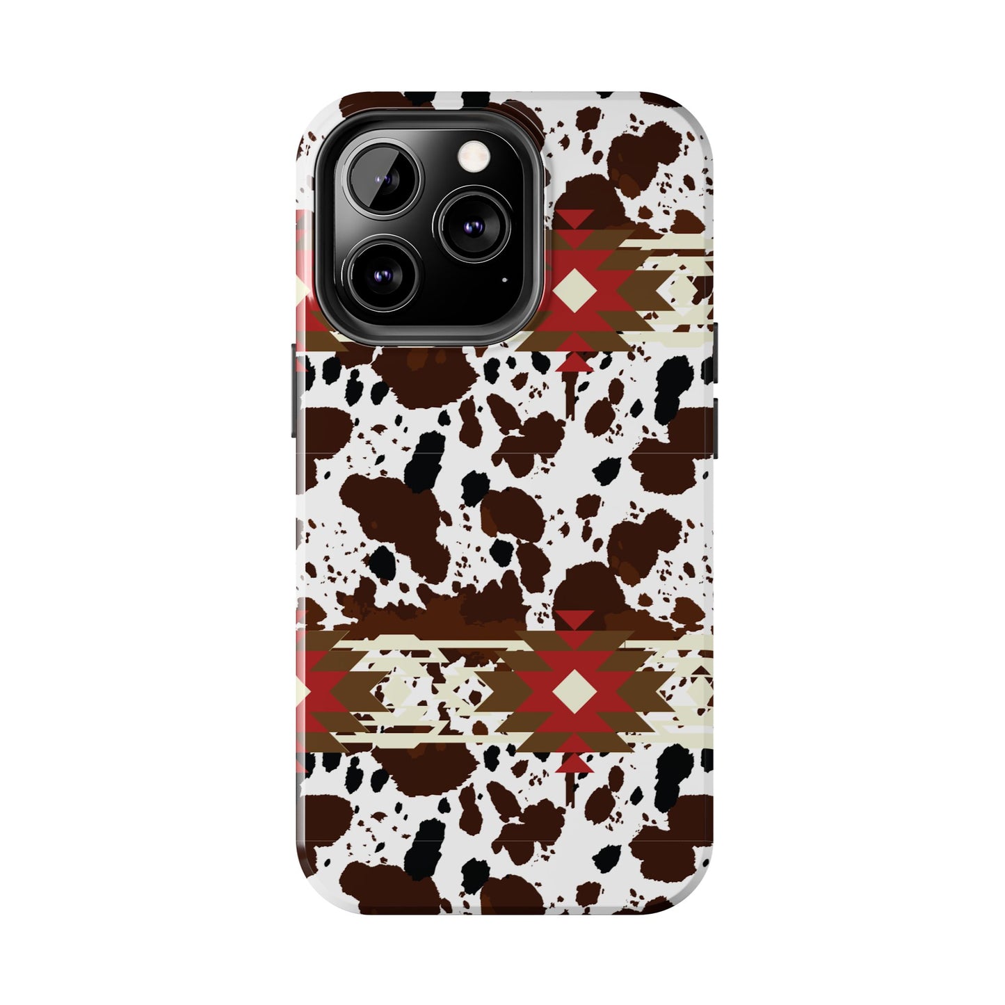 Tough Phone Case - Aztec Cow Print Western Glossy Cover for iPhone & Samsung | Ranch Style Gift