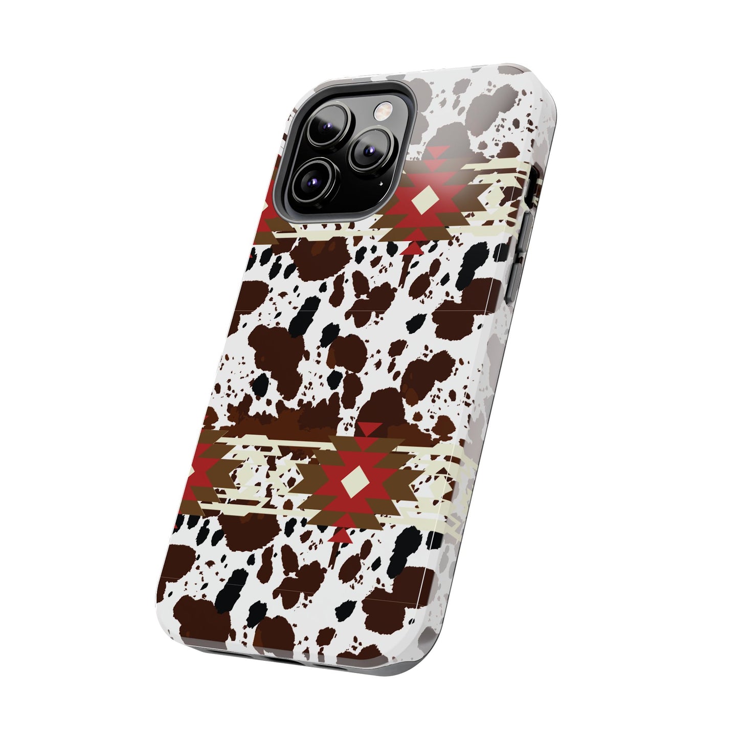 Tough Phone Case - Aztec Cow Print Western Glossy Cover for iPhone & Samsung | Ranch Style Gift