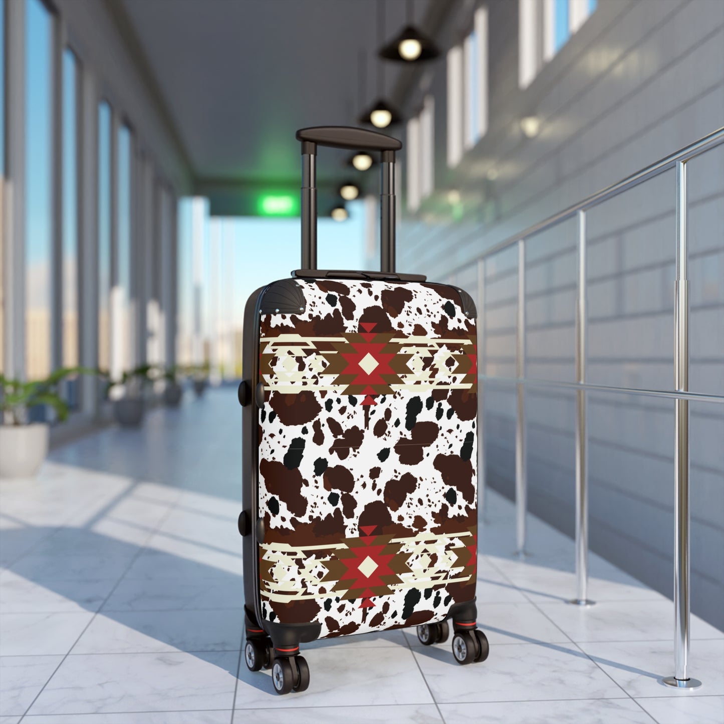 Travel Suitcase, Aztec Cow Print Luggage Bag for Travelers - Tribal Pattern Suitcase, Wanderlust Traveler Gift, Vacation Essential,