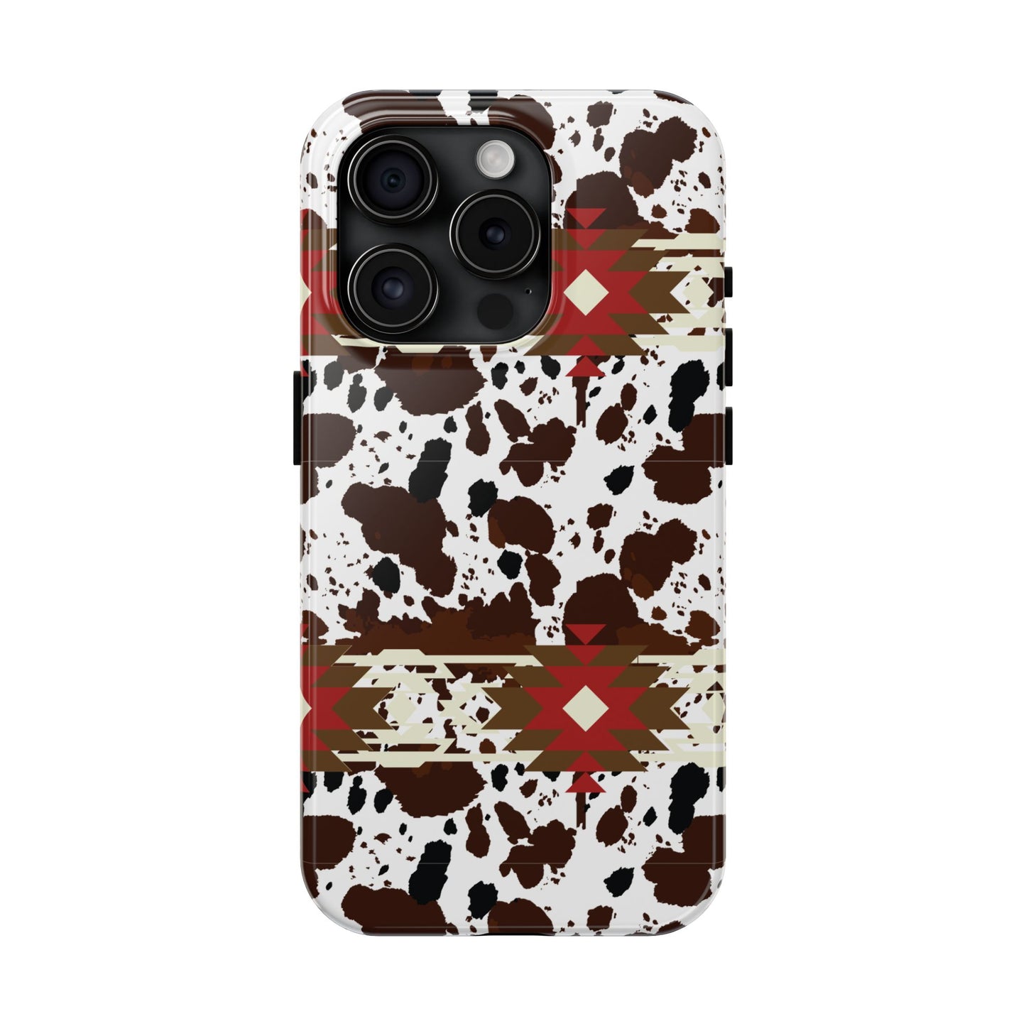 Tough Phone Case - Aztec Cow Print Western Glossy Cover for iPhone & Samsung | Ranch Style Gift