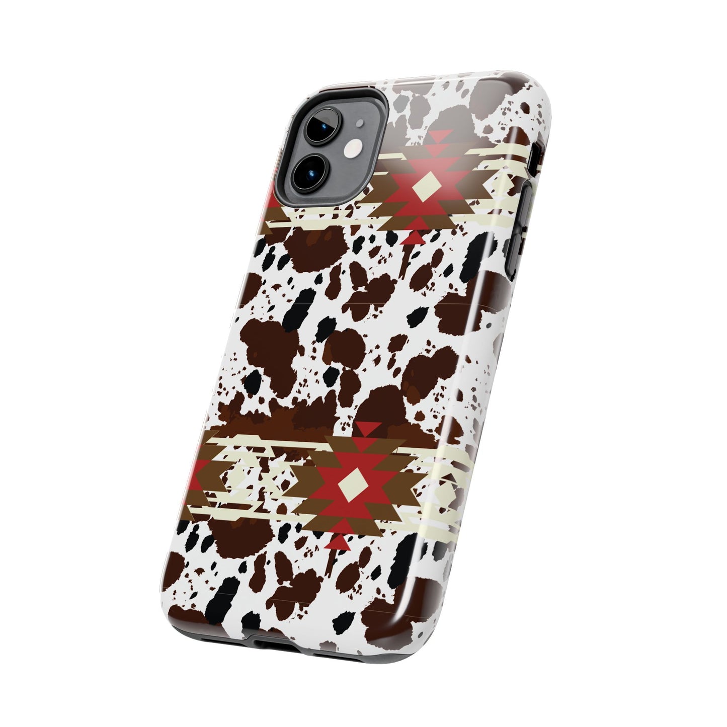 Tough Phone Case - Aztec Cow Print Western Glossy Cover for iPhone & Samsung | Ranch Style Gift