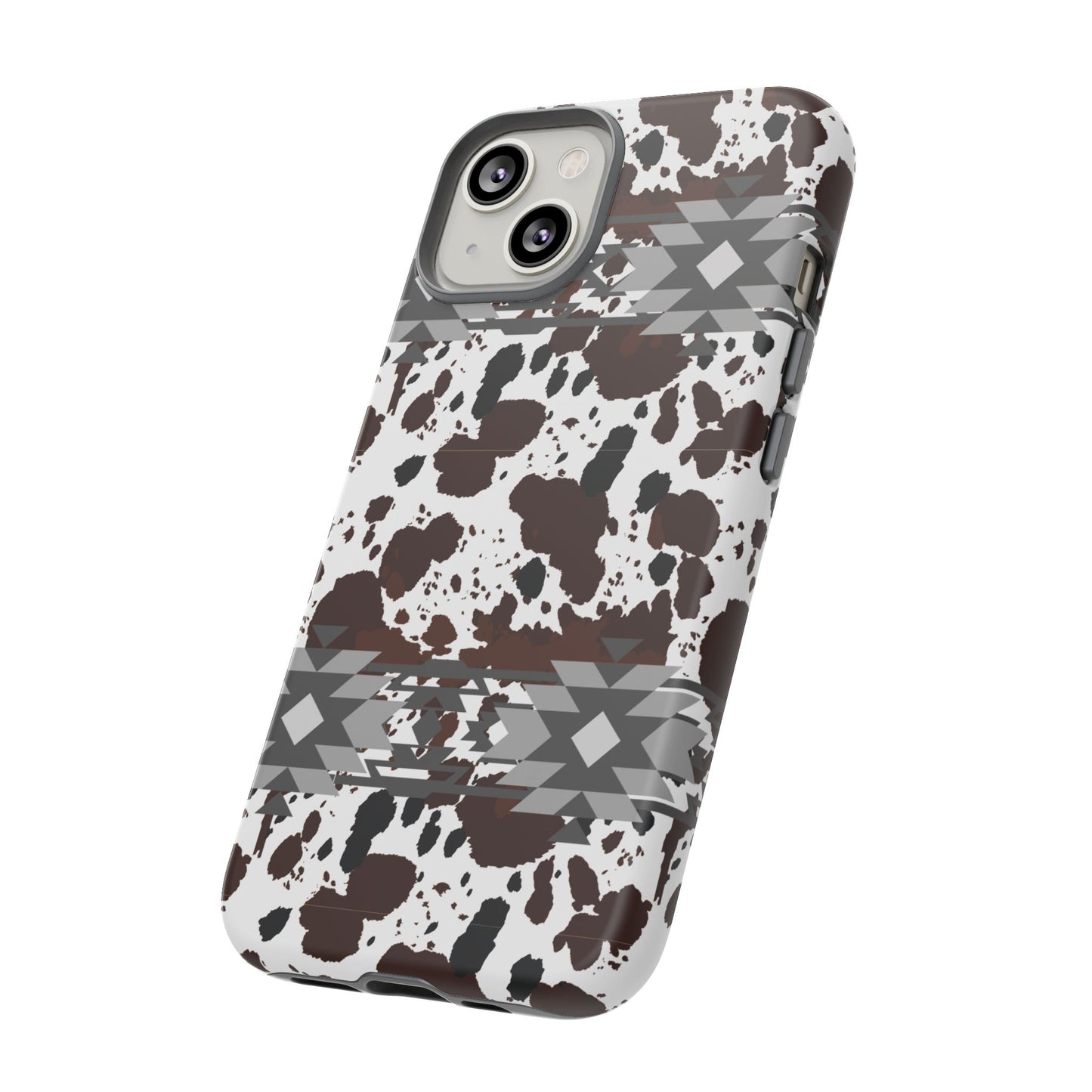 Cow Print Tough Case, Southwestern Aztec Design, Gift Ideas, iPhone Samsung Accessories, Western Style