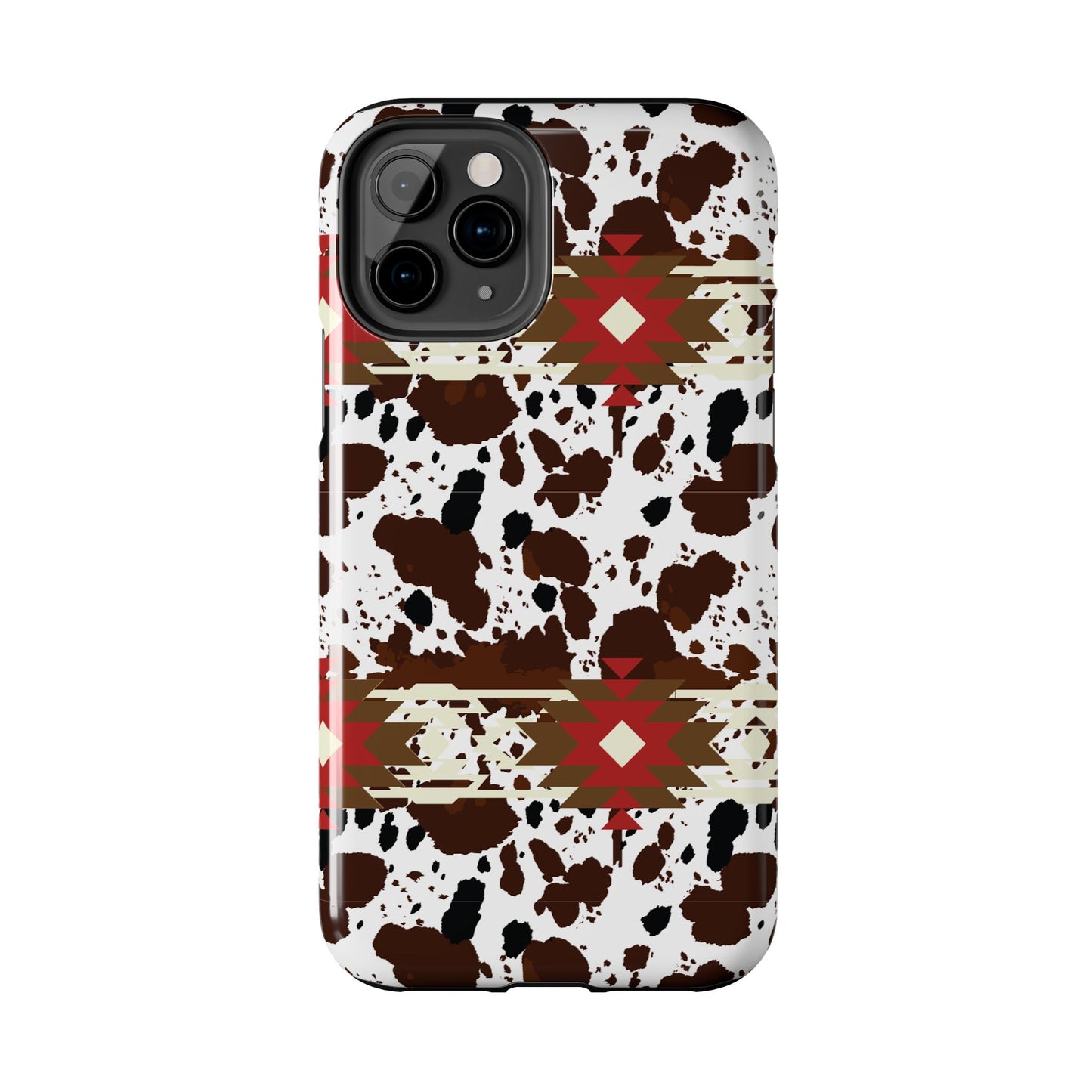 Tough Phone Case - Aztec Cow Print Western Glossy Cover for iPhone & Samsung | Ranch Style Gift