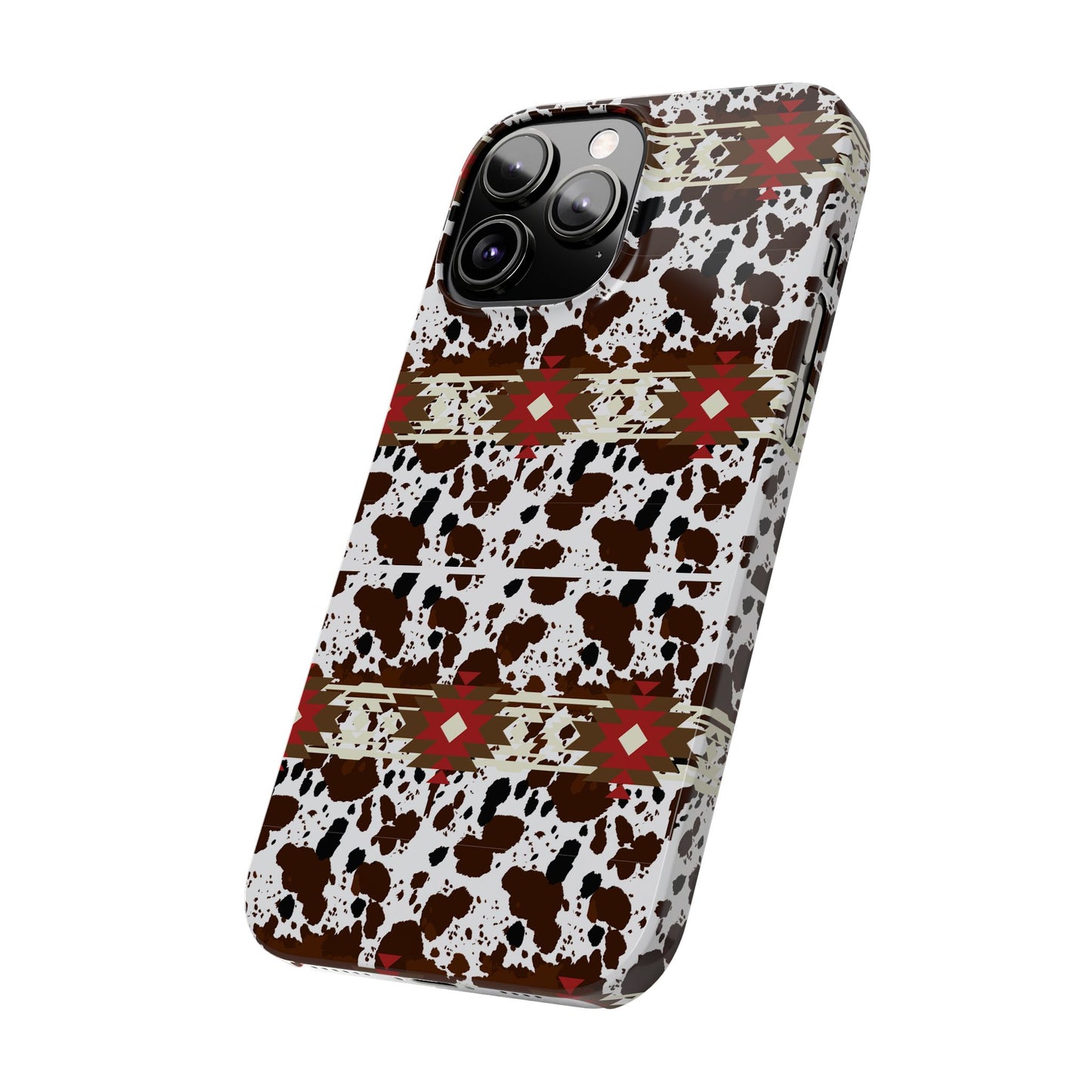 Western Aztec Cow Slim Phone Case - Gift for iPhone, Southwest Tribal Boho Chic Cover, Phone Accessories, Cowgirl Phone Case, Country