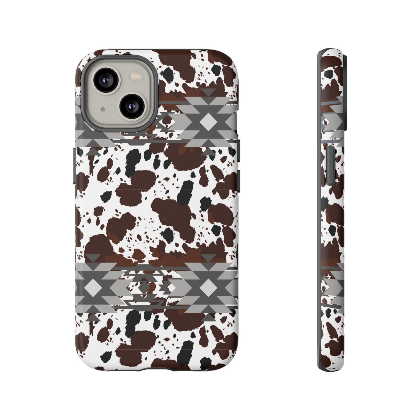 Cow Print Tough Case, Southwestern Aztec Design, Gift Ideas, iPhone Samsung Accessories, Western Style